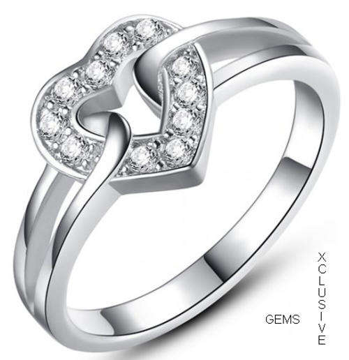* R35 POSTAGE* 18K WHITE GOLD PLATED SIMULATED DIAMOND LADIES RING