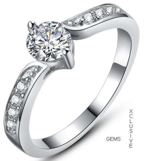 * R35 POSTAGE* 18K WHITE GOLD PLATED SIMULATED DIAMOND LADIES RING