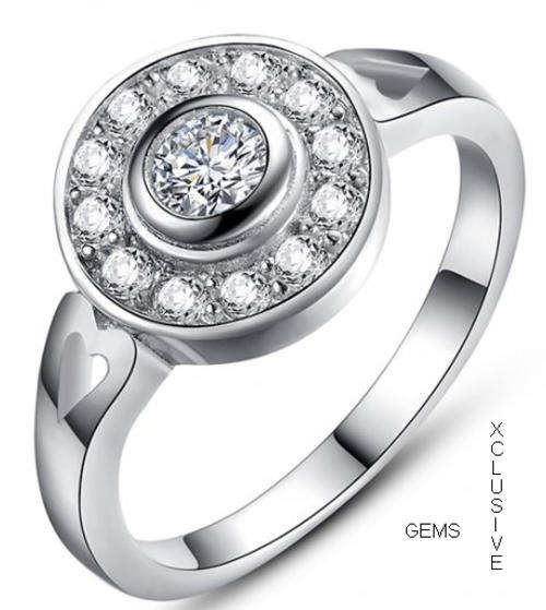 * R35 POSTAGE* 18K WHITE GOLD PLATED SIMULATED DIAMOND LADIES RING