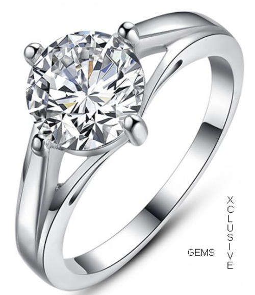 *LOCALLY IN STOCK* 18K WHITE GOLD PLATED SIMULATED DIAMOND LADIES RING