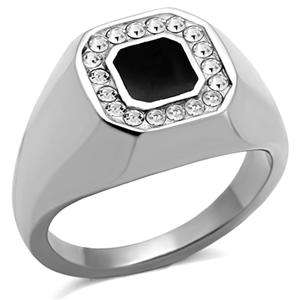 ** STAINLESS STEEL SIMULATED DIAMOND MEN'S RING