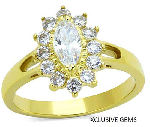 *LOCALLY IN STOCK IN SA* 18K GOLD PLATED OVER SOLID STAINLESS STEEL SIMULATED DIAMOND LADIES RING
