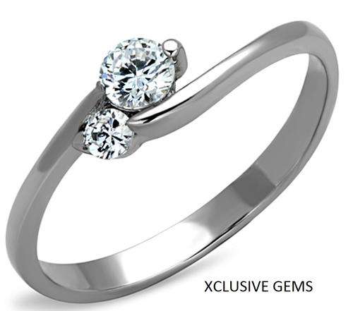 *SIMULATED DIAMOND STAINLESS STEEL ENGAGEMENT RING