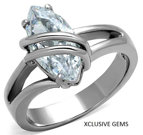 *SIMULATED DIAMOND STAINLESS STEEL ENGAGEMENT RING