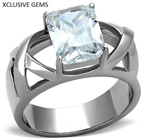 *SIMULATED DIAMOND STAINLESS STEEL ENGAGEMENT RING