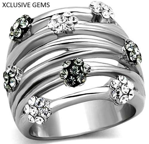 SOLID STAINLESS STEEL SIMULATED DIAMOND LADIES RING