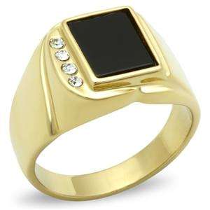 *18K GOLD PLATED SIMULATED DIAMOND MEN'S RING