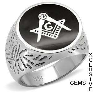 STAINLESS STEEL SIMULATED DIAMOND MEN'S RING