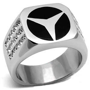 STAINLESS STEEL SIMULATED DIAMOND MEN'S RING