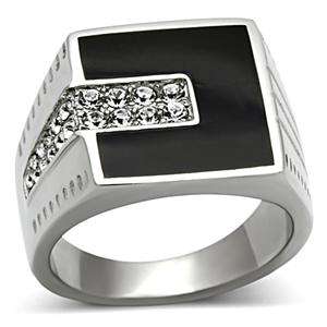 STAINLESS STEEL SIMULATED DIAMOND MEN'S RING