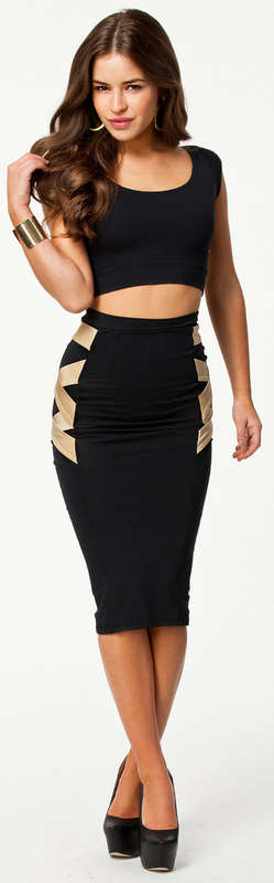 STUNNING BLACK AND GOLD 2 PIECE DRESS