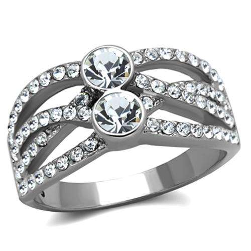 18K WHITE GOLD PLATED OVER STAINLES STEEL SIMULATED DIAMOND RING