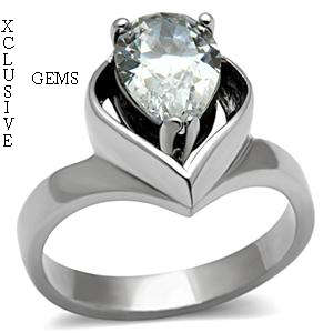 ** 18K WHITE GOLD PLATED SIMULATED DIAMOND LADIES RING