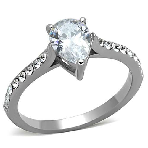 * GLAMOROUS* 18K WHITE GOLD PLATED SIMULATED DIAMOND LADIES RING