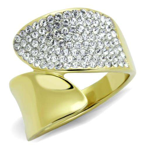** 18K GOLD PLATED OVER SOLID STAINLESS STEEL SIMULATED DIAMOND LADIES RING