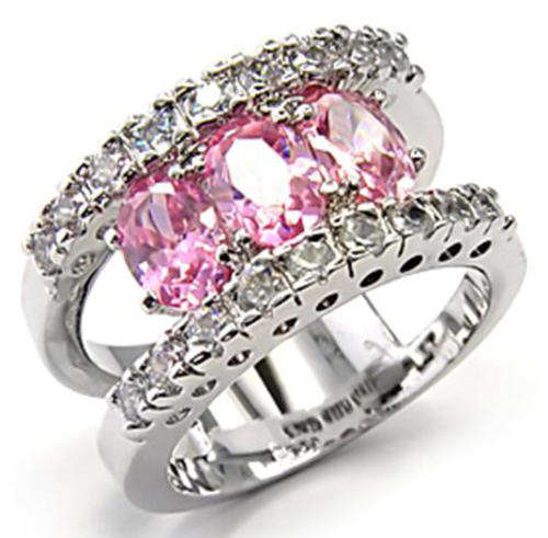 LOCALLY IN STOCK* 18K WHITE GOLD PLATED SIMULATED PINK TOPAZ LADIES RING