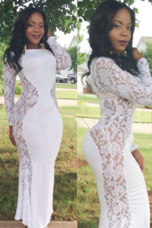 LOVELY LACE PANEL MAXI DRESS