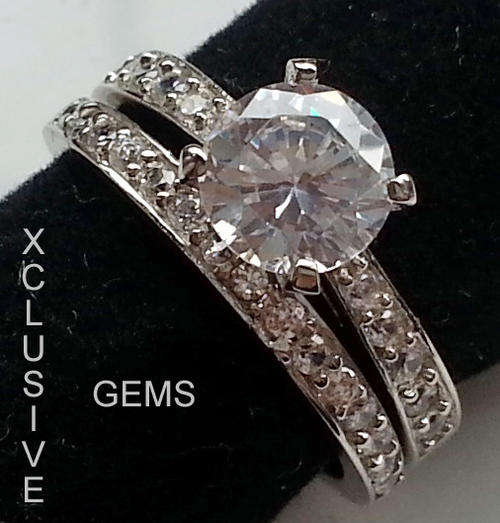 !!XMAS SPECIAL!!*LOCALLY IN STOCK* STERLING SILVER SIMULATED DIAMOND WEDDING RING SET