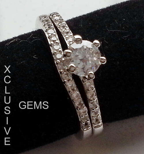 !!XMAS SPECIAL!!*LOCALLY IN STOCK* STERLING SILVER SIMULATED DIAMOND WEDDING RING SET