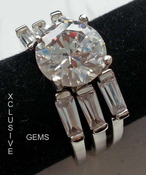 !!XMAS SPECIAL!!*LOCALLY IN STOCK* STERLING SILVER SIMULATED DIAMOND WEDDING RING SET