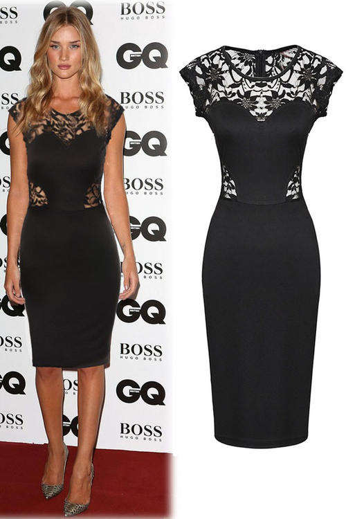 BEAUTIFUL BLACK LACE INSERT DRESS