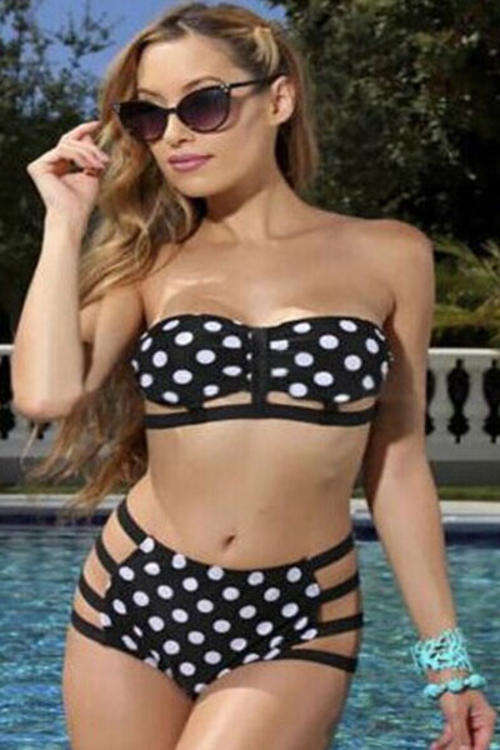 VINTAGE STYLE POLKA DOT HIGH WAIST BIKINI