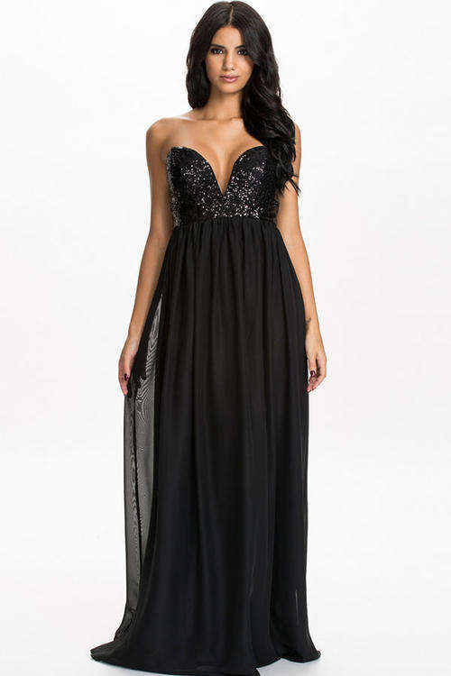 DAZZLING BLACK SEQUINED TOP DRESS