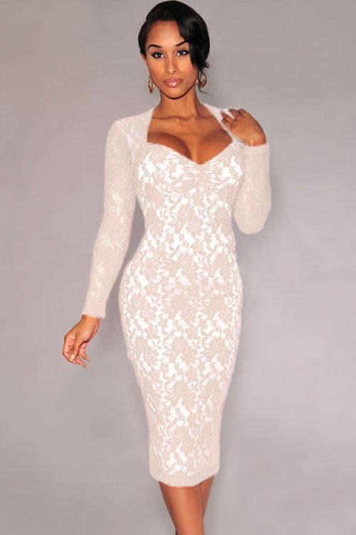 WONDERFUL WHITE LACE DETAIL DRESS