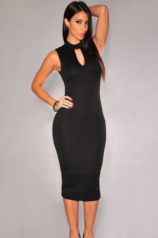 SEXY CUT AWAY DESIGN TEXTURED DRESS