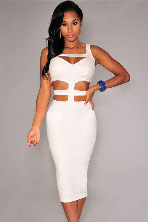 WONDERFUL WHITE CUT OUT DESIGN DRESS