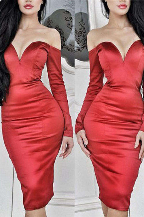 DELIGHTFUL DEEP V MIDI DRESS