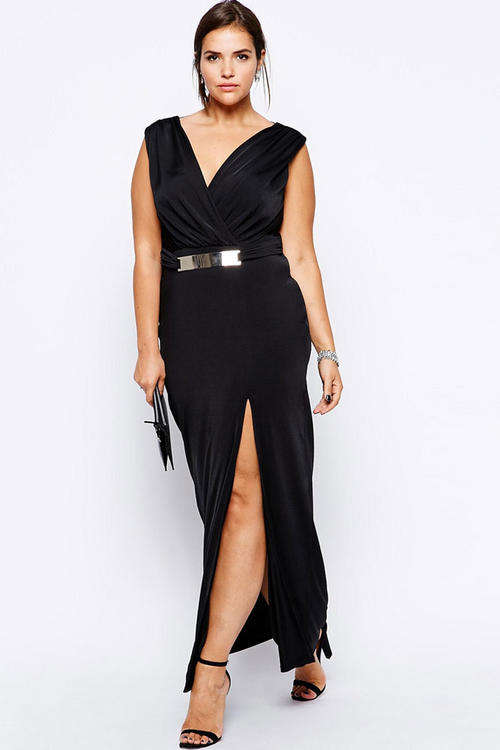 **PLUS SIZE** SEXY SIDE SLIT MAXI DRESS