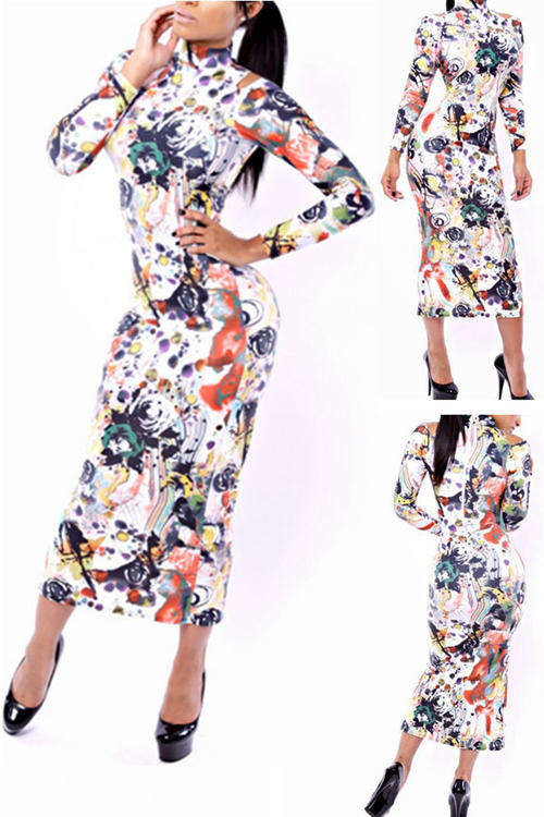 TRENDY ARTISTIC PRINT MAXI DRESS