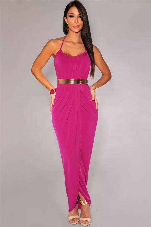 GORGEOUS GOLD BELTED MAXI DRESS