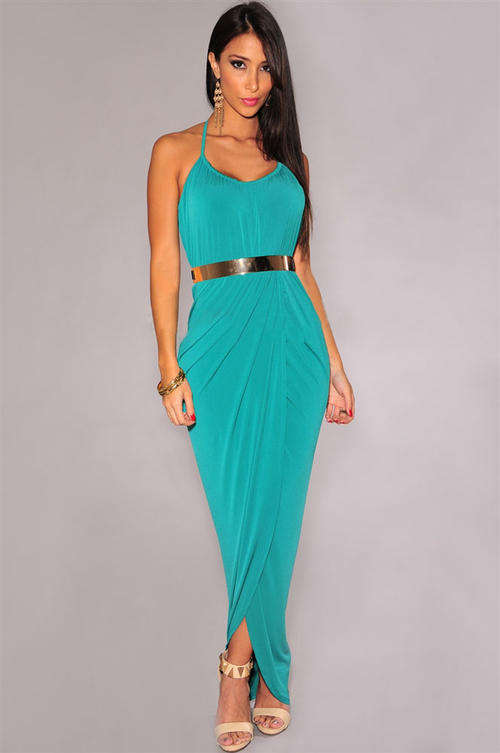 GORGEOUS GOLD BELTED MAXI DRESS