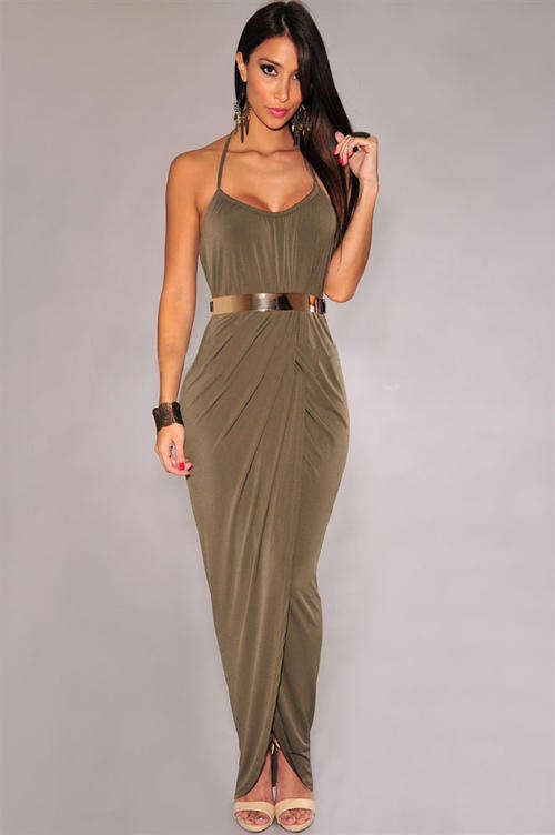 GORGEOUS GOLD BELTED MAXI DRESS