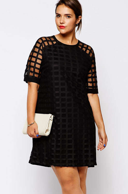 **PLUS SIZE** NET MESH OVERLAY DRESS
