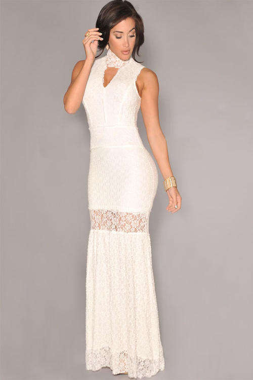 WONDERFUL WHITE LACE MAXI DRESS