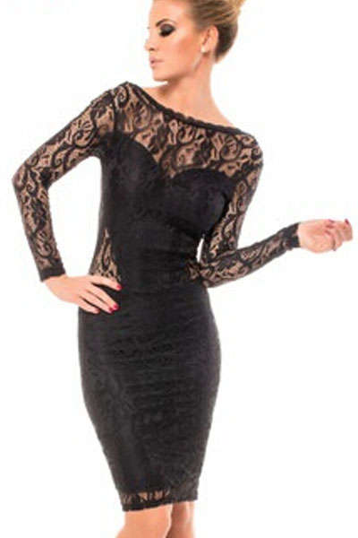 LOVELY LACE & CHAIN DETAIL DRESS