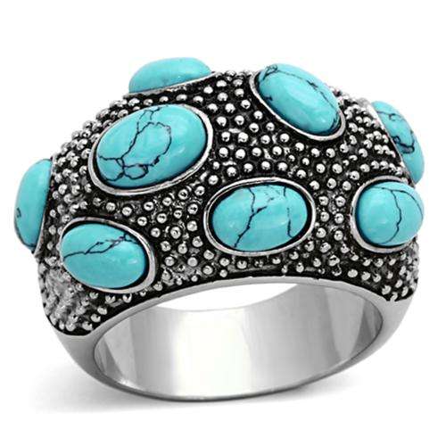 UNIQUE DESIGNED SIMULATED TURQUOISE LADIES RING