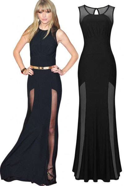 MAGNIFICENT MESH ACCENT MAXI DRESS
