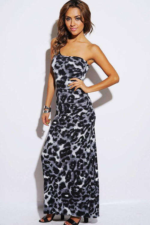 STUNNING SINGLE SHOULDER ANIMAL PRINT DRESS