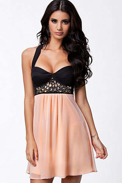 LOCALLY IN STOCK** PRETTY RHINESTONE DETAIL SKATER DRESS
