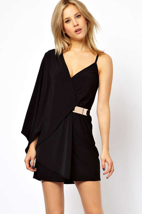 FANTASTIC FOLDED SLEEVE & BELT DETAIL MINI DRESS