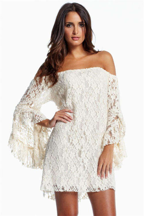 **PLUS SIZE** WONDERFUL WHITE LACE OFF SHOULDER DRESS