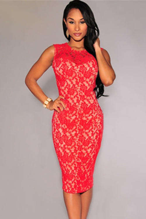 FANTASTIC FLORAL LACE MIDI DRESS