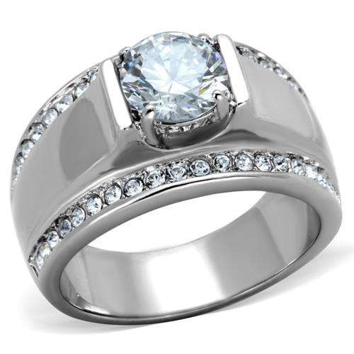 * 18K WHITE GOLD PLATED SIMULATED DIAMOND RING