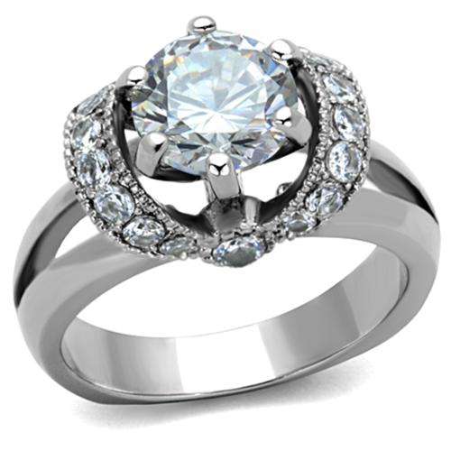 * 18K WHITE GOLD PLATED SIMULATED DIAMOND RING