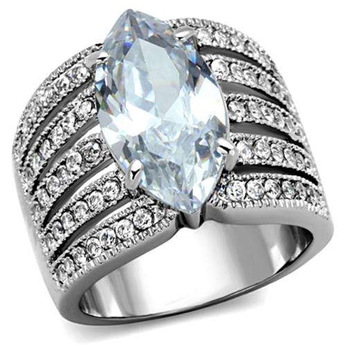 * 18K WHITE GOLD PLATED SIMULATED DIAMOND RING