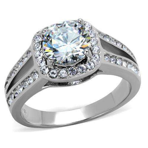 * 18K WHITE GOLD PLATED SIMULATED DIAMOND RING